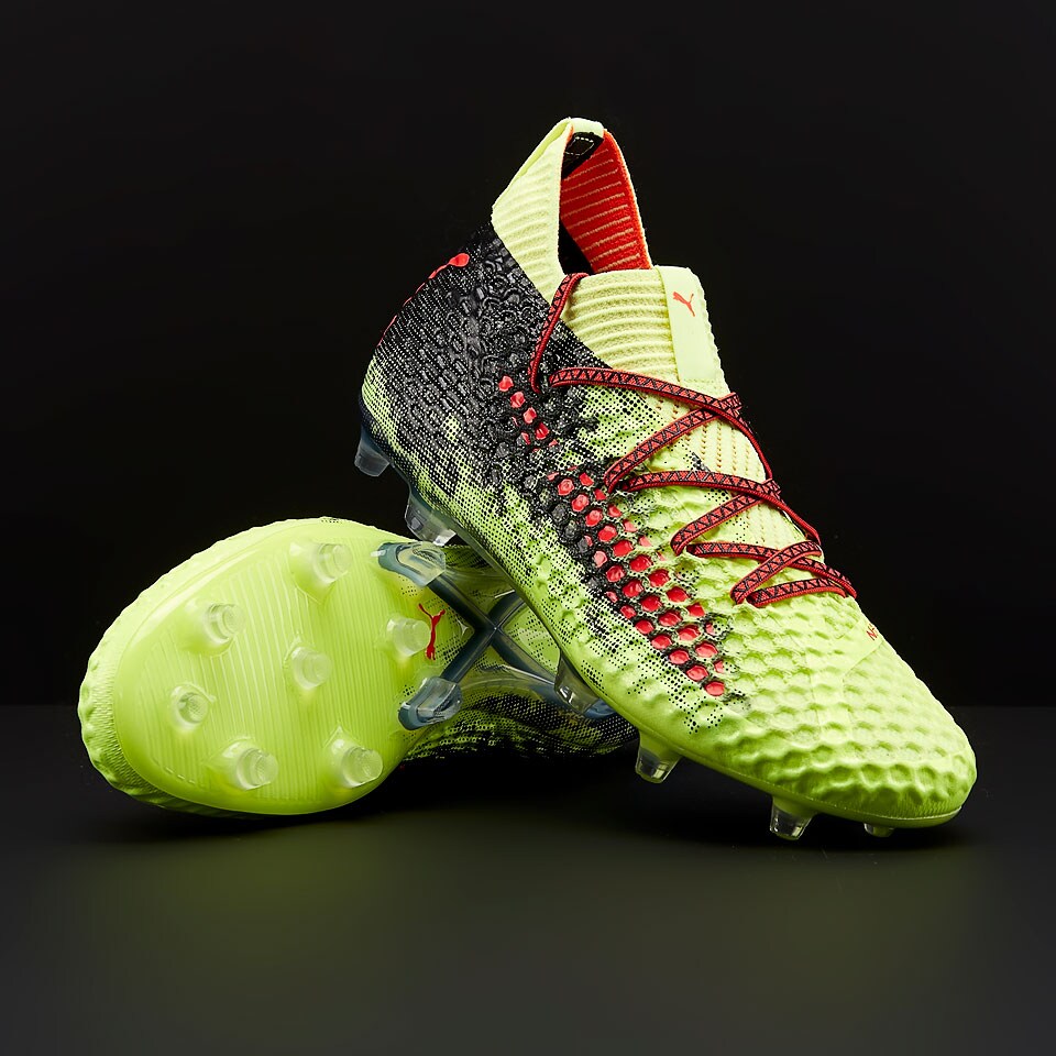 Botas de futbol Terrenos naturales firmes Puma x AMO Future 18.1 Netfit hyFG Amarillo Rojo Negro 10448801 2 Pro Direct Soccer