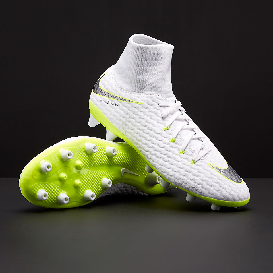 Botas fútbol - Césped artificial - Nike Hypervenom Phantom DF AG-Pro - Blanco/Gris/Volt/Gris - AH7266-107 | Pro:Direct Soccer