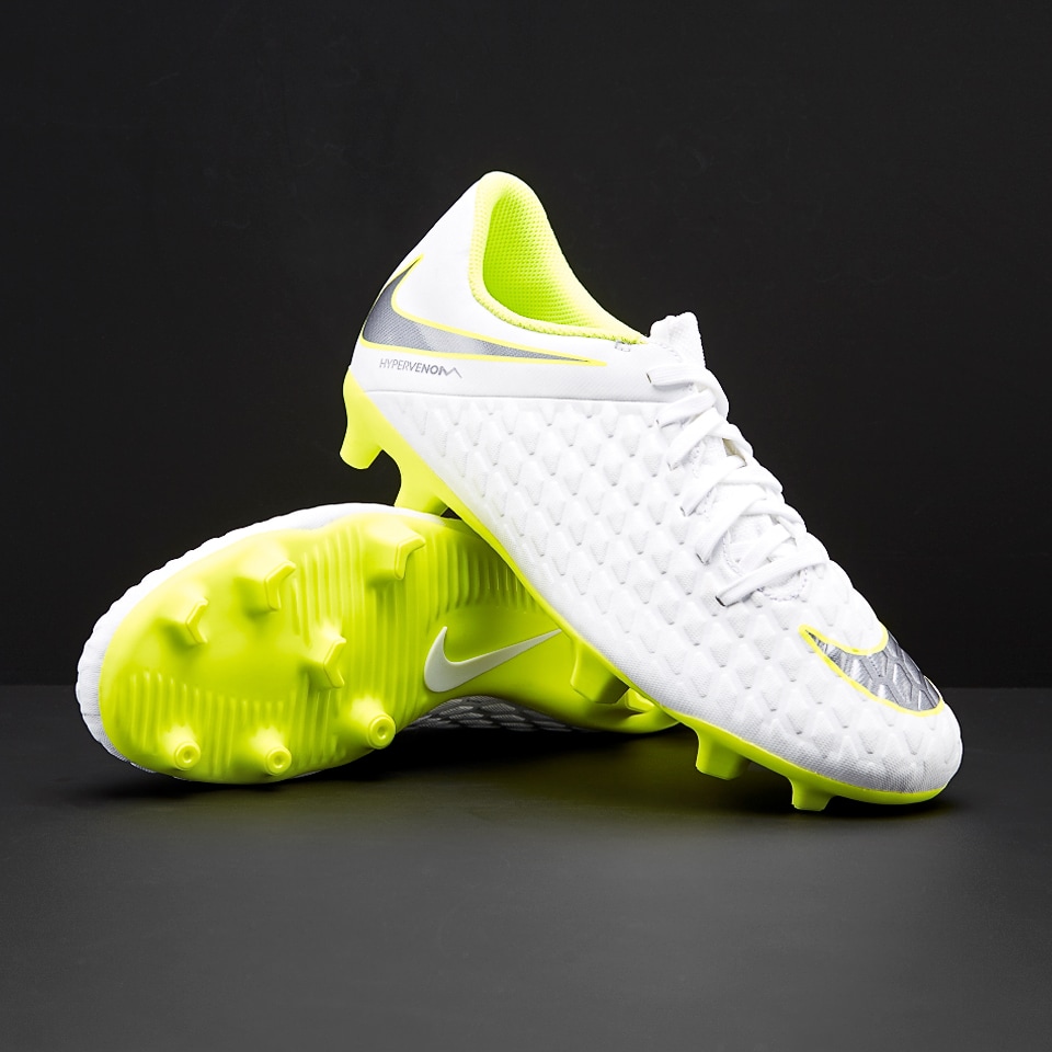 Botas de fútbol - Césped firme Nike Hypervenom Phantom III Club FG - Blanco/Gris/Volt/Gris - AJ4145-107 | Pro:Direct