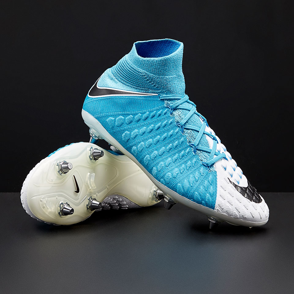 Botas de fútbol - Nike Hypervenom Phantom SG - Blanco/Negro/Azul Cloro/Azul - 881780-105 | Pro:Direct Soccer