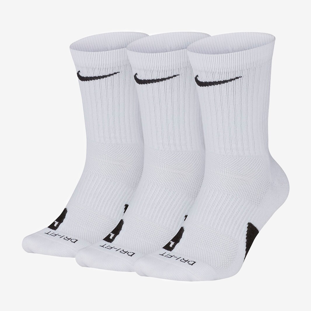 Mens Clothing - Nike Elite Crew 3 Pack - White - Socks - Performance