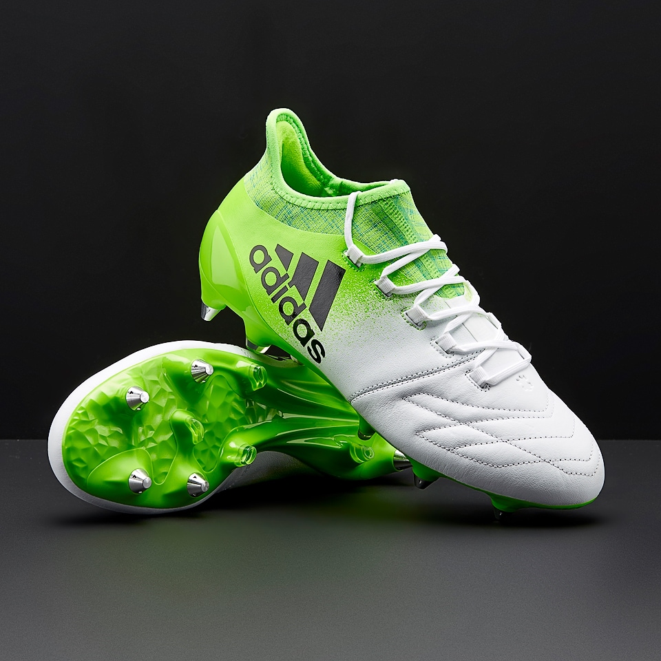 de fútbol adidas X 16.1 SG de piel - Verde/Negro/Blanco BB2126 | Soccer