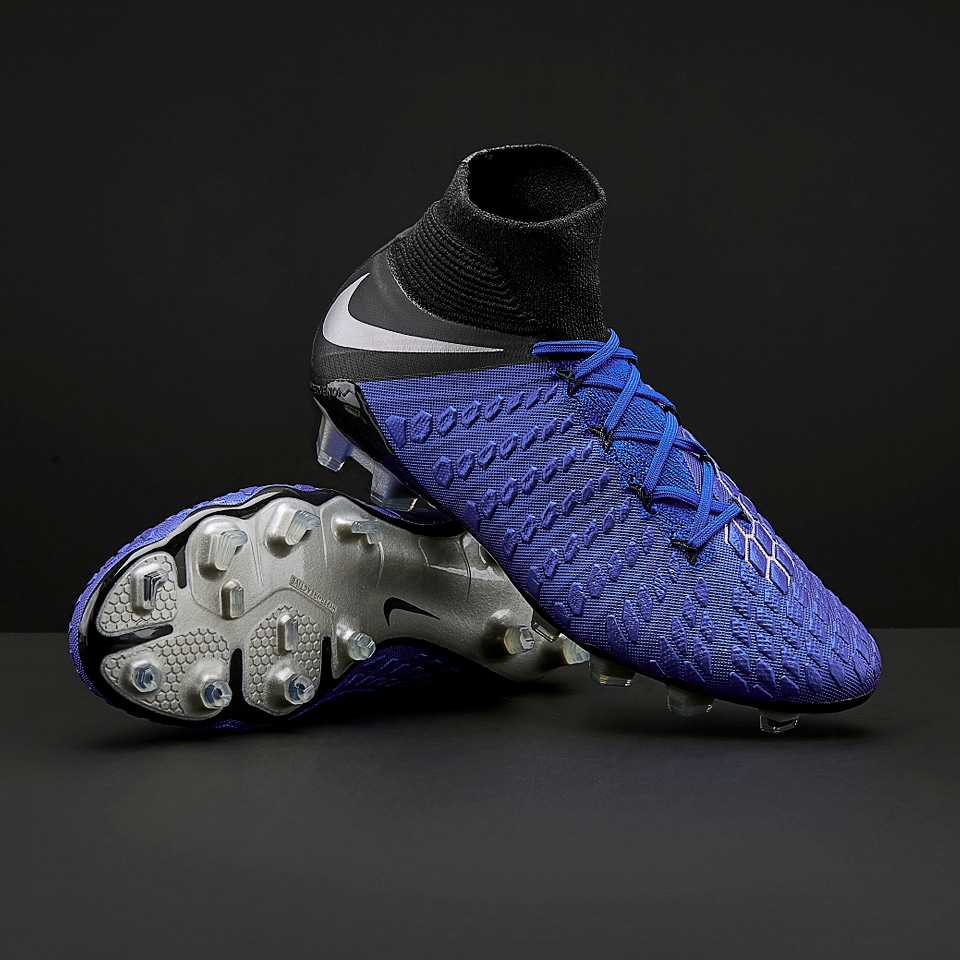 Botas de fútbol Nike Hypervenom Phantom III FG - Azul/Plateado/Negro/Volt - Terrenos de césped natural firmes | Pro:Direct Soccer