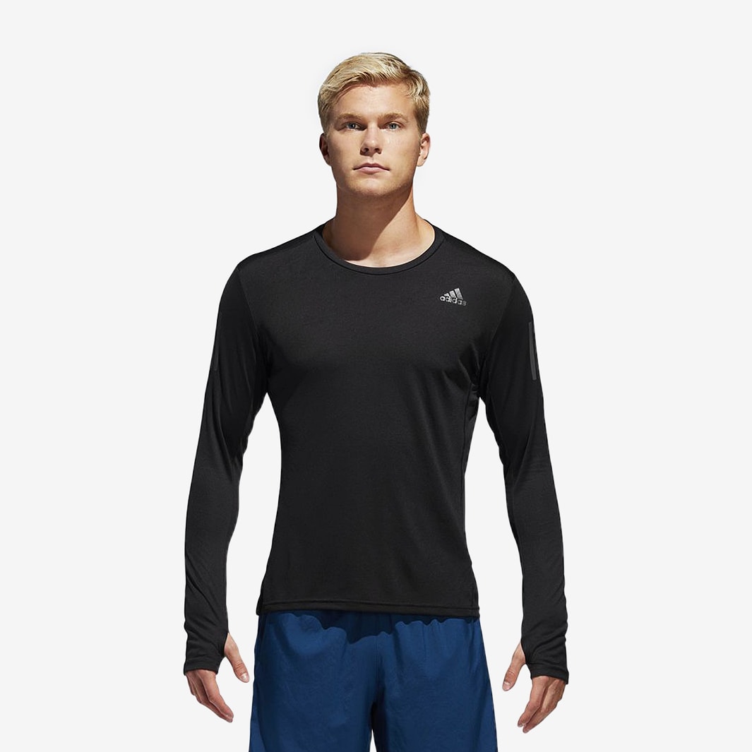 adidas Own The Run Longsleeve Tee - Black - Mens Clothing - DQ2576 ...