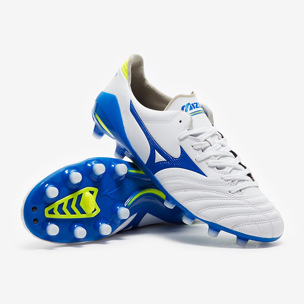新品 Mizuno Morelia II ホワイト/ブルー Mizuno Men Morelia II Pro AG Cleats White Soccer Football Boot