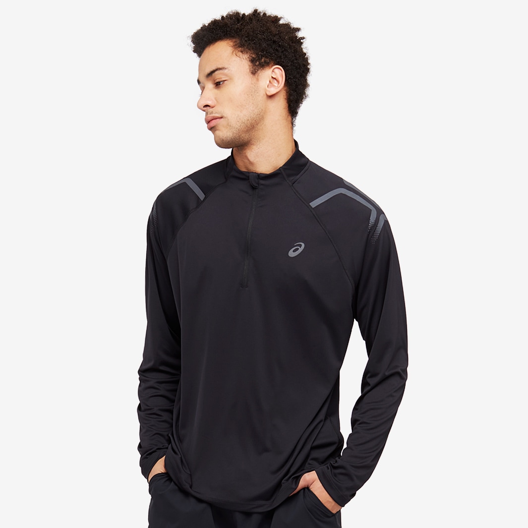ASICS Icon Ls 1/2 Zip Top Performance Black Mens Clothing