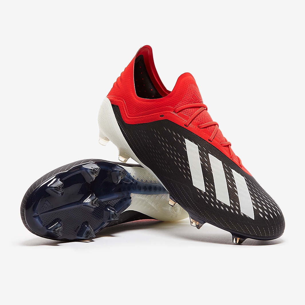 adidas FG Core Black/White/Active Red - Firm - Mens Soccer Cleats