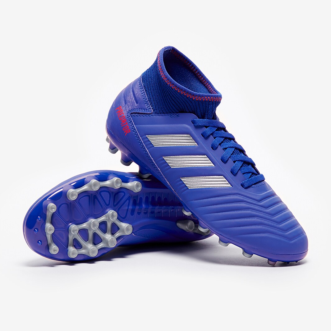 Botas de fútbol - adidas Predator 19.3 AG para niños - Azul/Plata Metalizado/Rojo | Pro:Direct Soccer