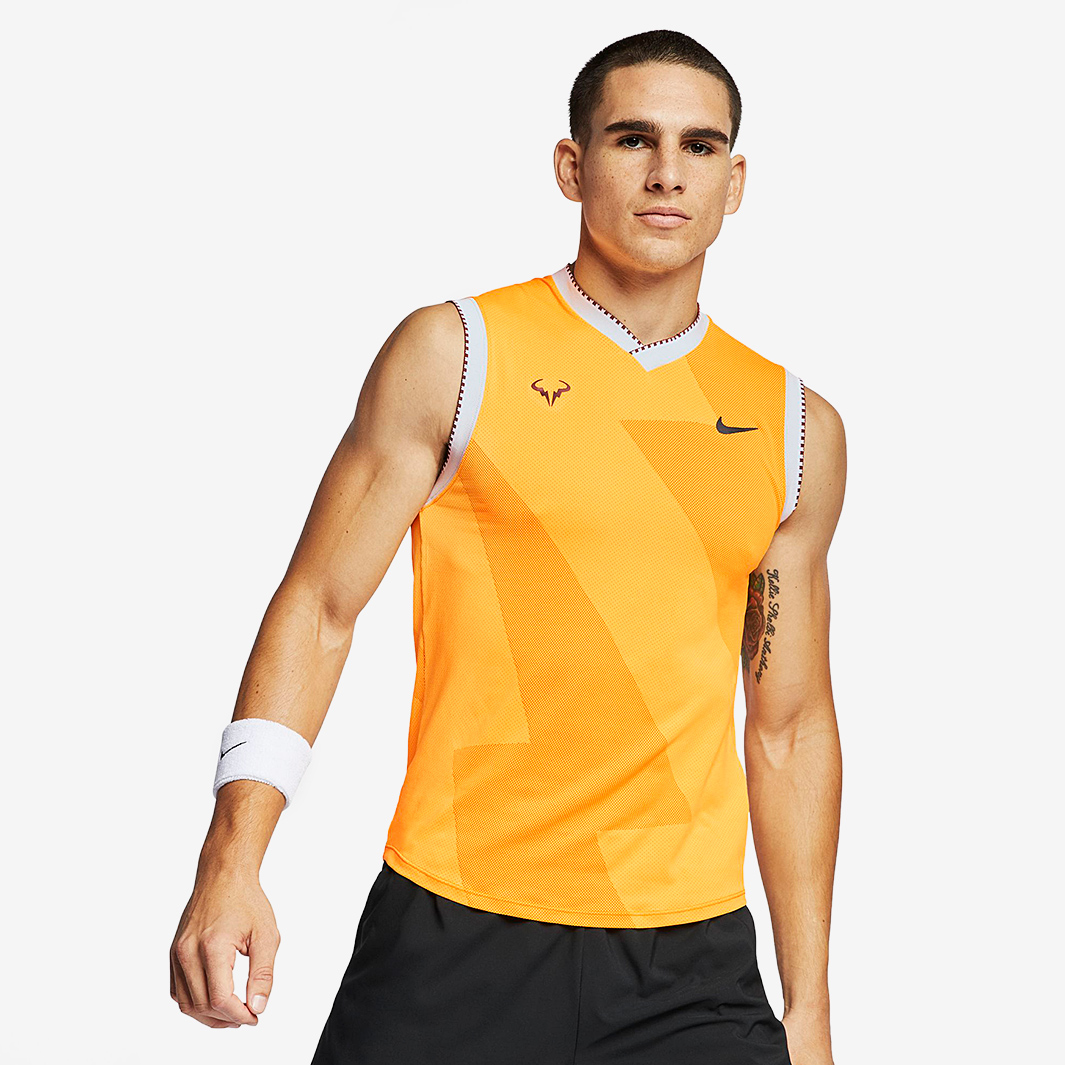 Nike Rafa Court Aero React Shortsleeve Top - Laser Orange/Thunder Grey ...