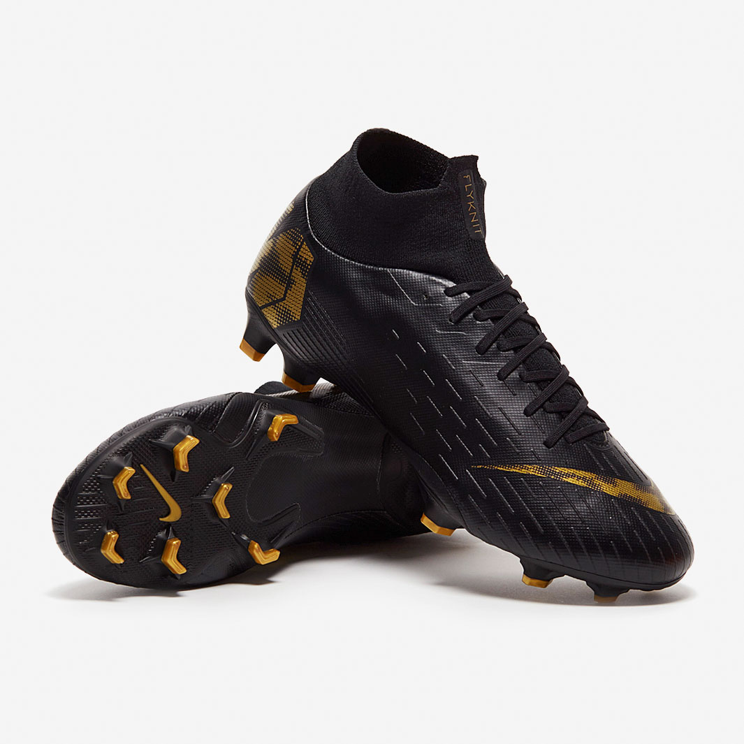 Mercurial superfly vi pro fg soccer cleat - clearance black/gold