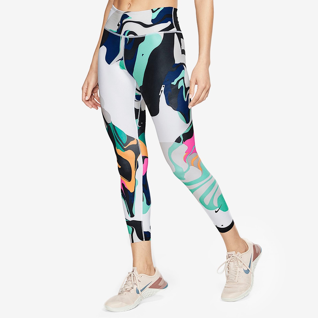 Nike Womens All In Lux Tight Tropical Twist White Black Womens Clothing AQ5352 307 Pro Direct Running