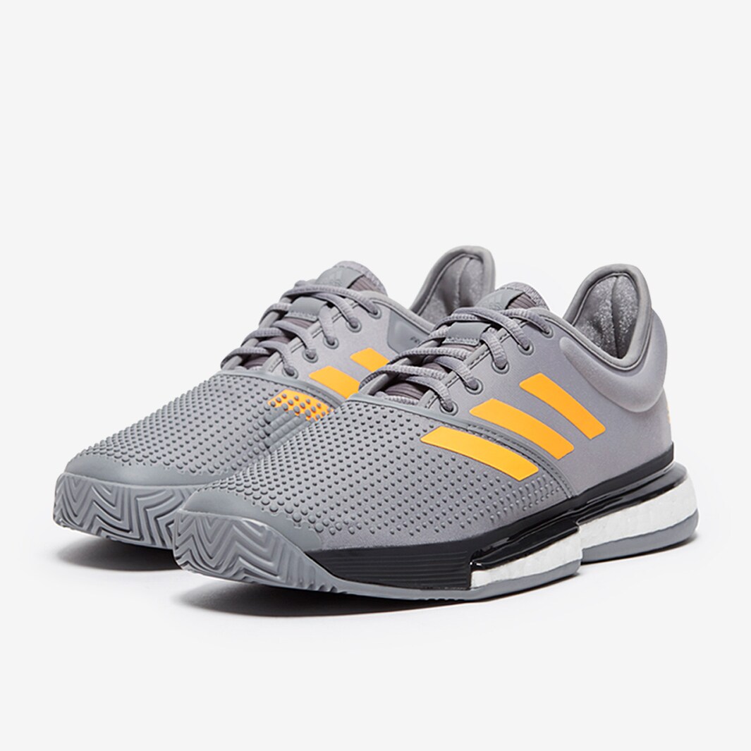 adidas SoleCourt Boost Grey Three F17 Flash Orange Carbon Mens Shoes Pro Direct Tennis