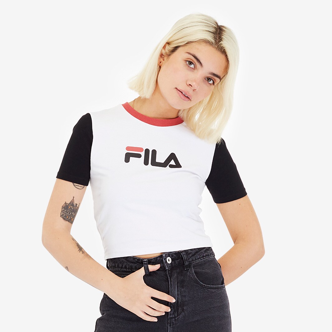 Womens Anna Fitted Crop Tee White/Black/Mineral Red - Womens Clothing | Pro:Direct Running