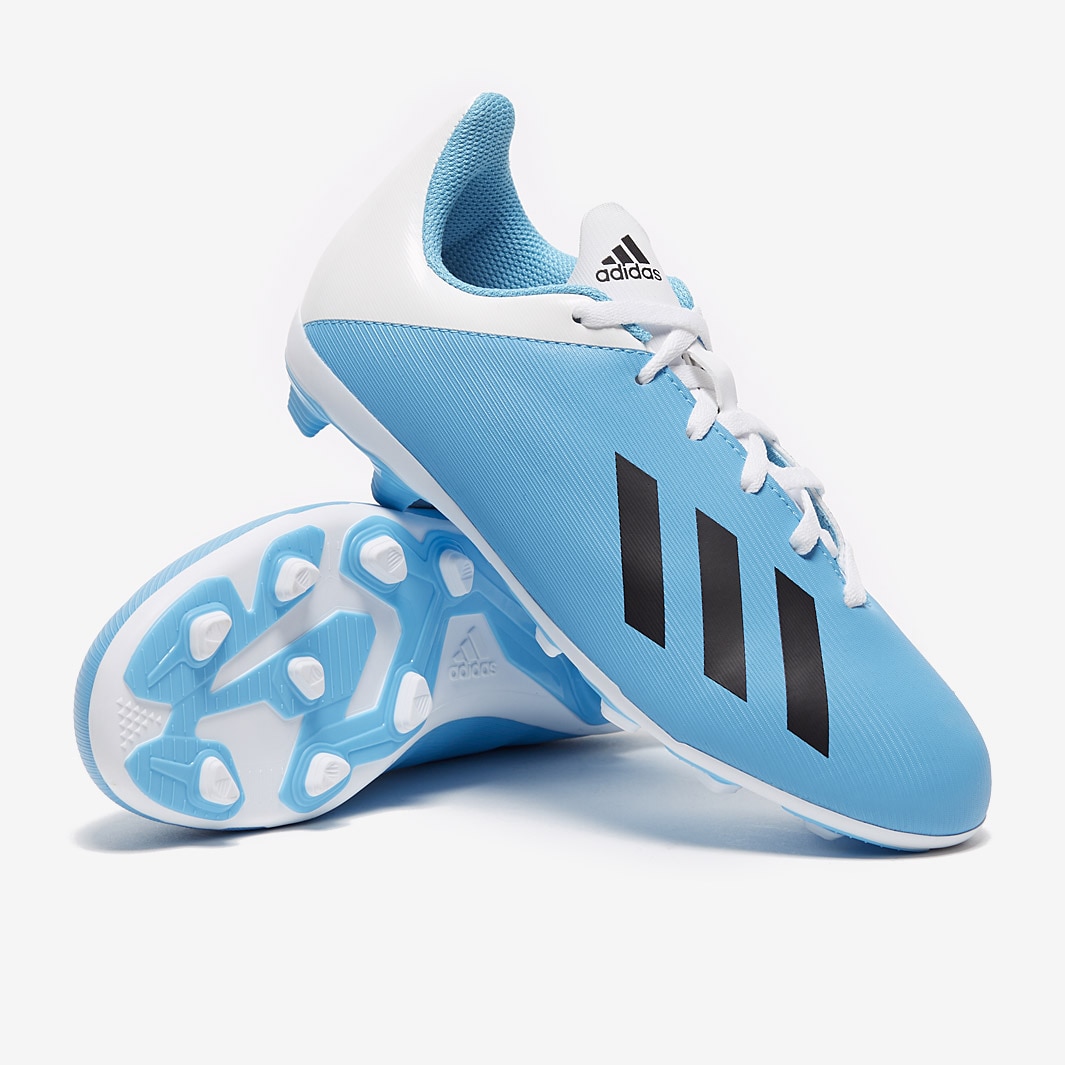 adidas Kids X 19.4 FG Bright Cyan Core Black Pink Firm Ground Junior Boots Pro Direct Soccer