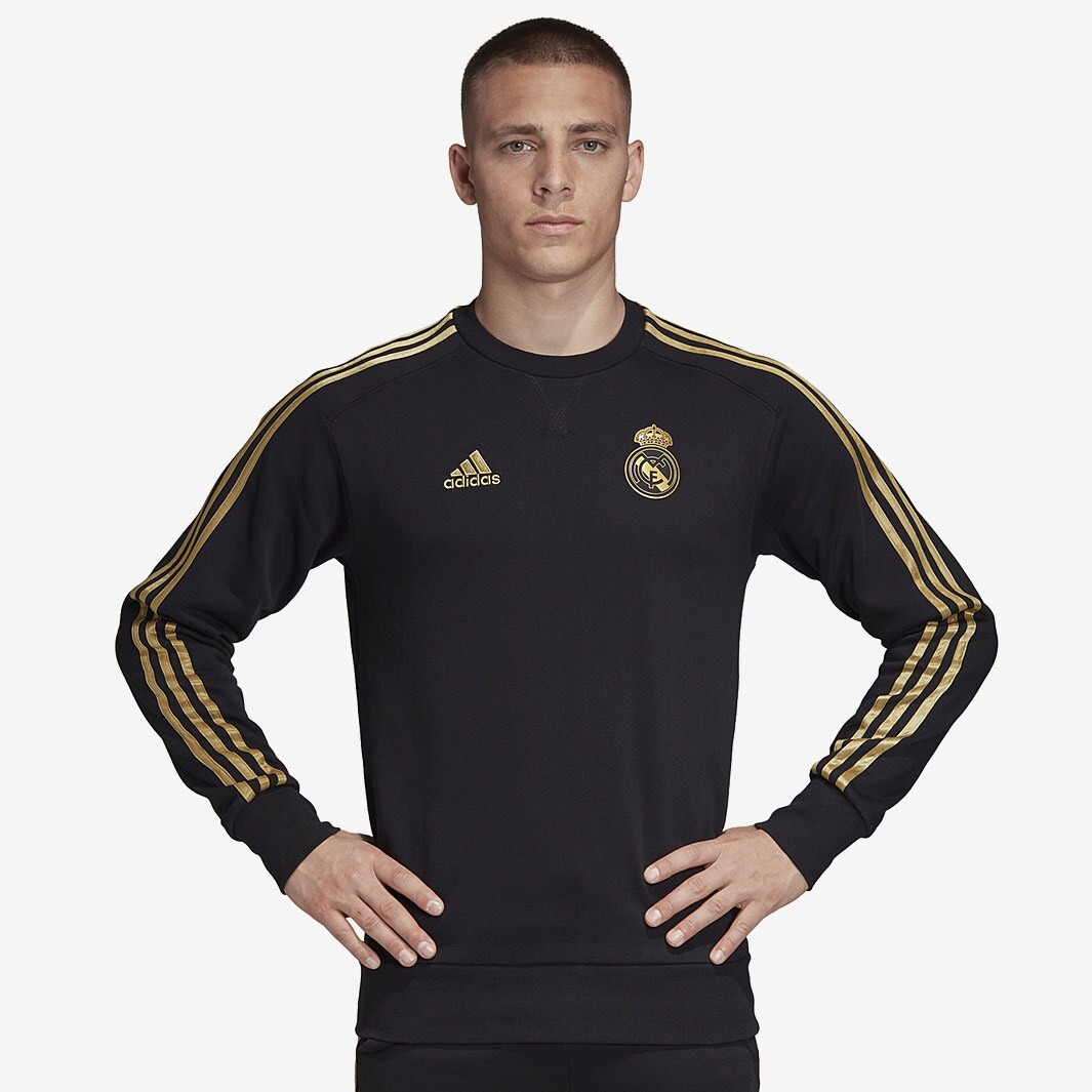 jugador Torbellino Ambigüedad Sudadera adidas Real Madrid 2019/20 - Ropa oficial para aficionados - Negro/ Dorado Oscuro | Pro:Direct Soccer