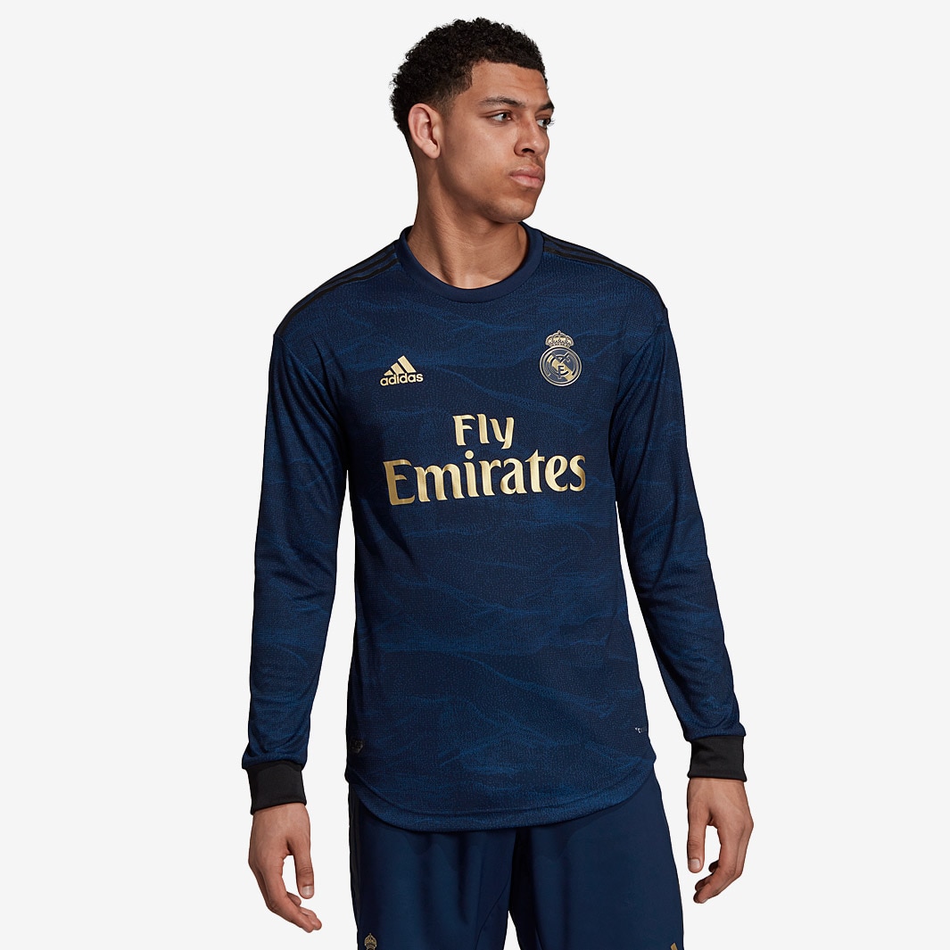 Camiseta de fútbol - adidas Real Madrid 2019/20 Authentic segunda equipación de manga larga - para aficionados - La Liga - Índigo Oscuro | Pro:Direct Soccer