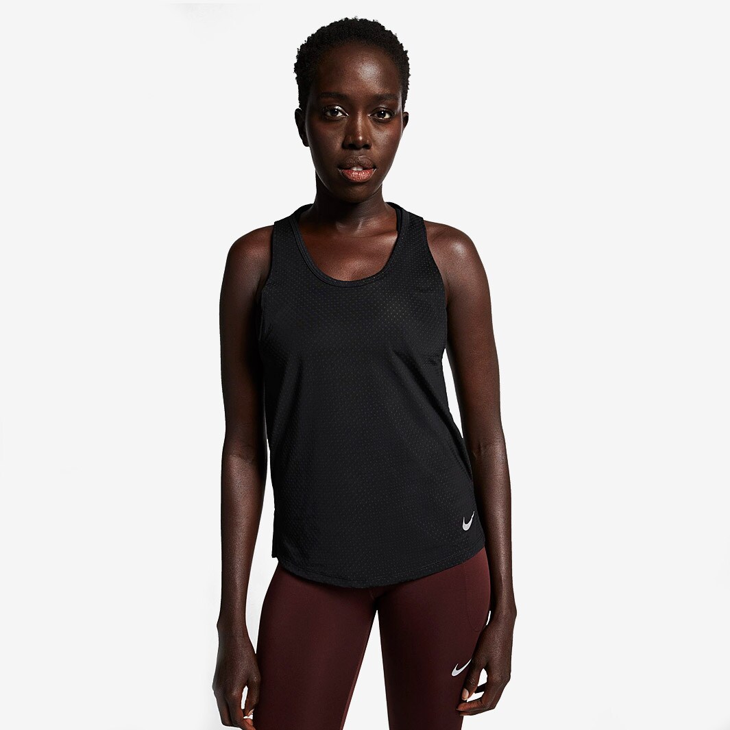 Nike Womens Breathe Miler Top - Black/Reflective Silv - Womens Clothing