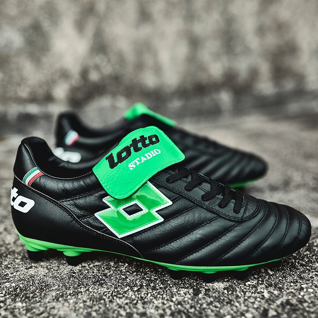 Lotto Stadio Made In Italy FG - Black/Spring Green - Firm Ground