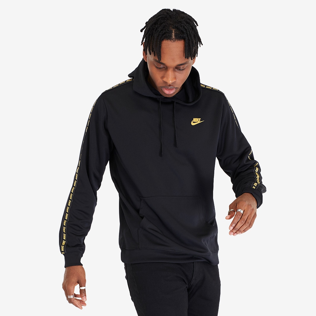 Nike Sportswear Repeat Poly Hoodie - Black/Metallic Gold - Mens Clothing