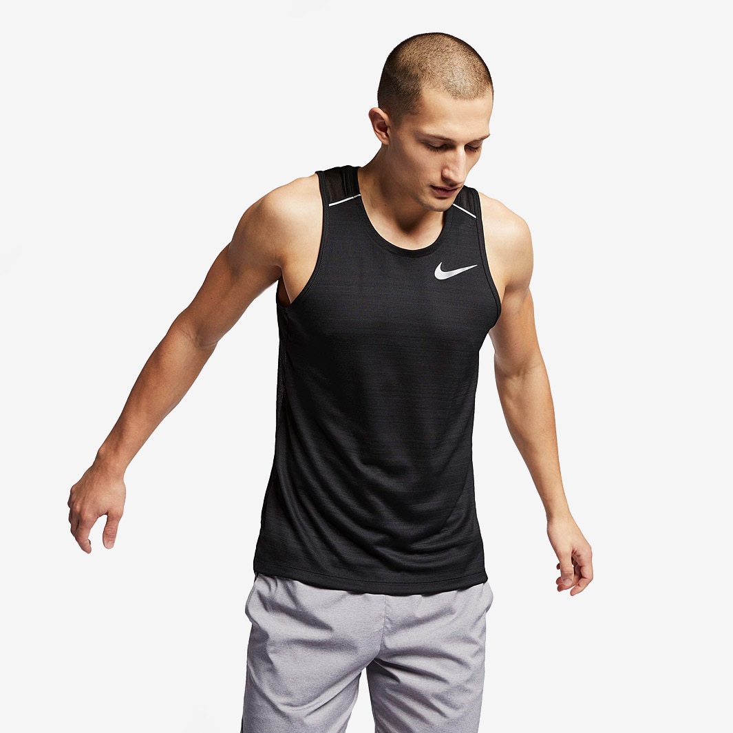 Nike Dri-FIT Miler Tank - Black/Black/Reflective Silv - Mens Clothing