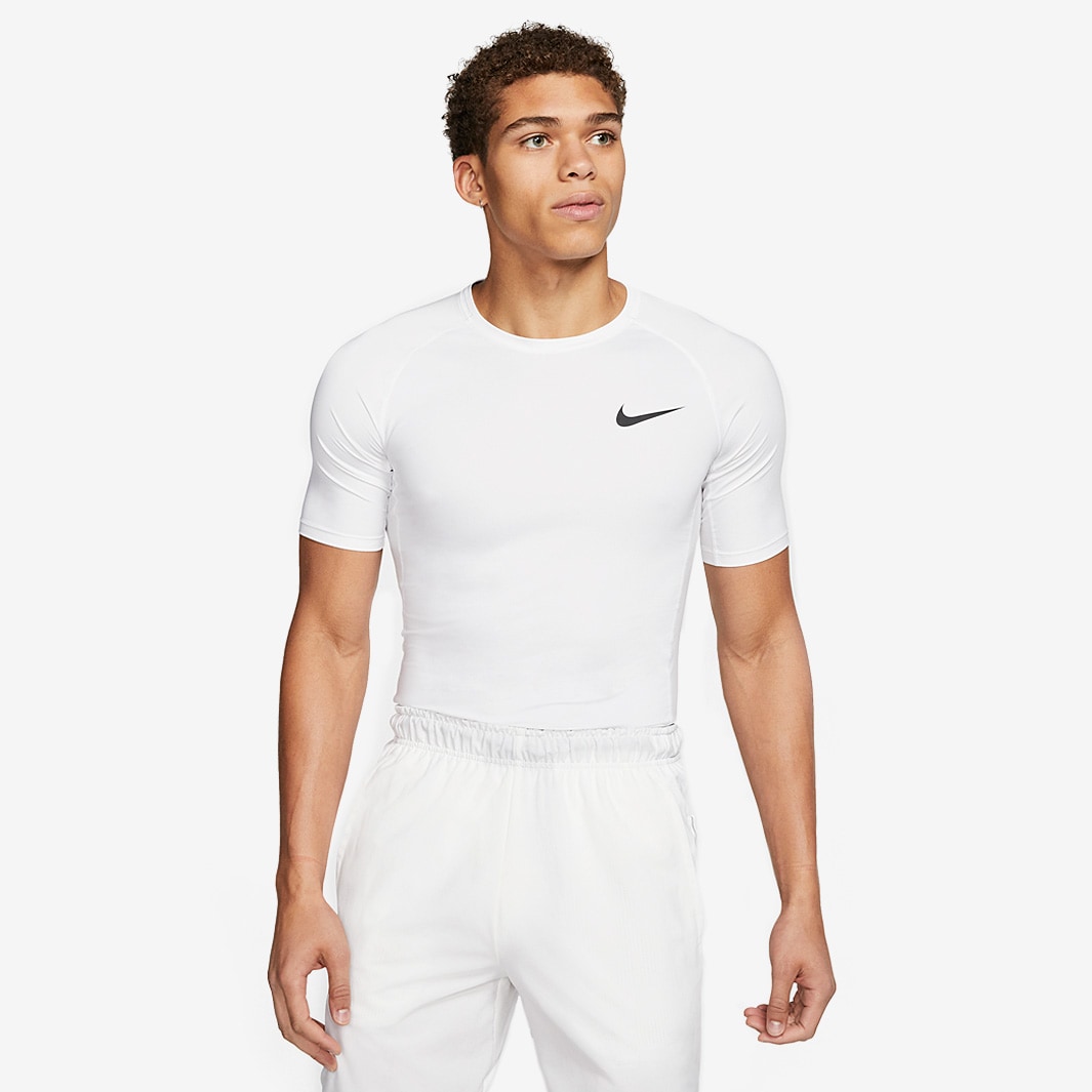 Nike Pro Short Sleeve Training Top - White/Black - Mens Clothing