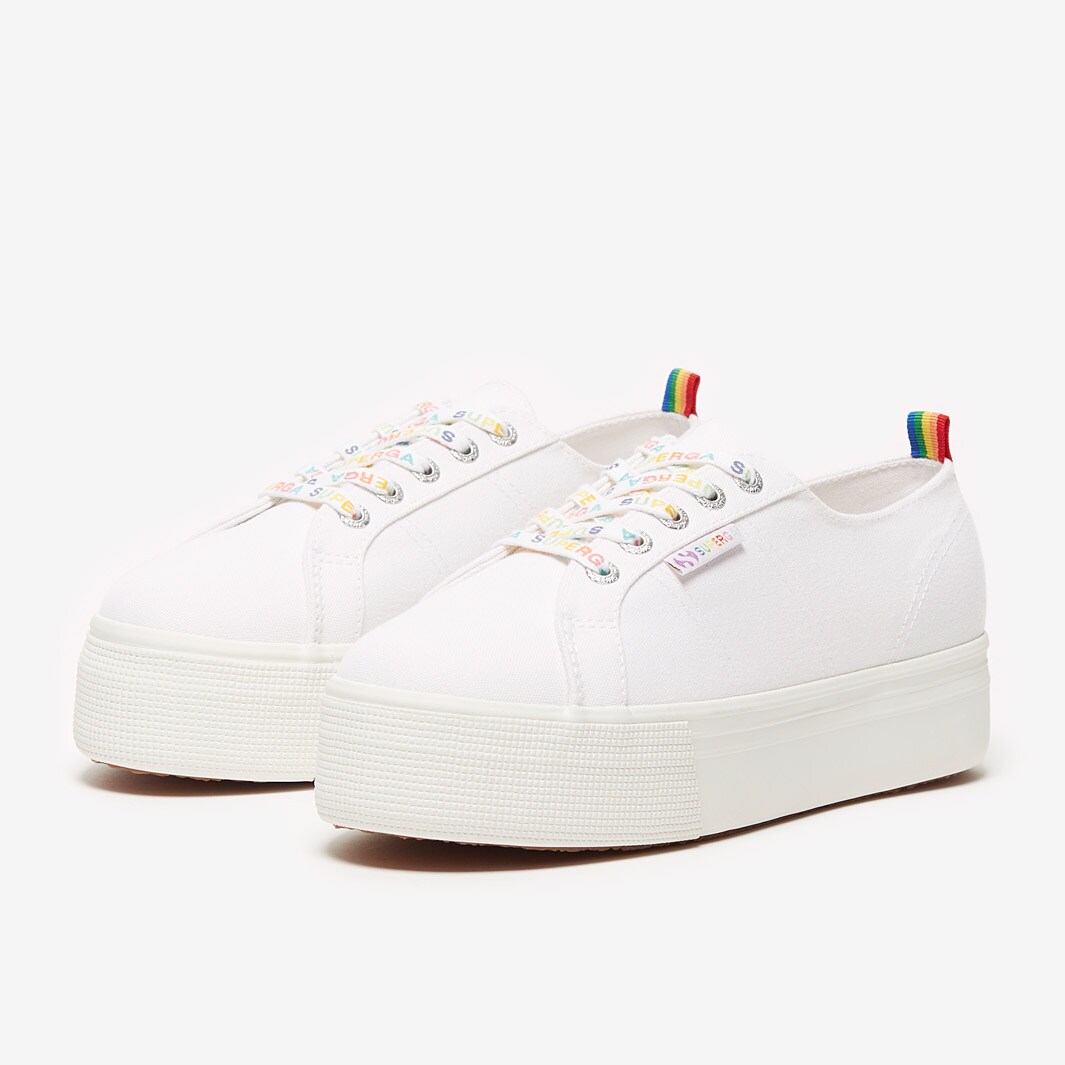 Superga Womens 2790 Rainbow Pop White Womens Shoes