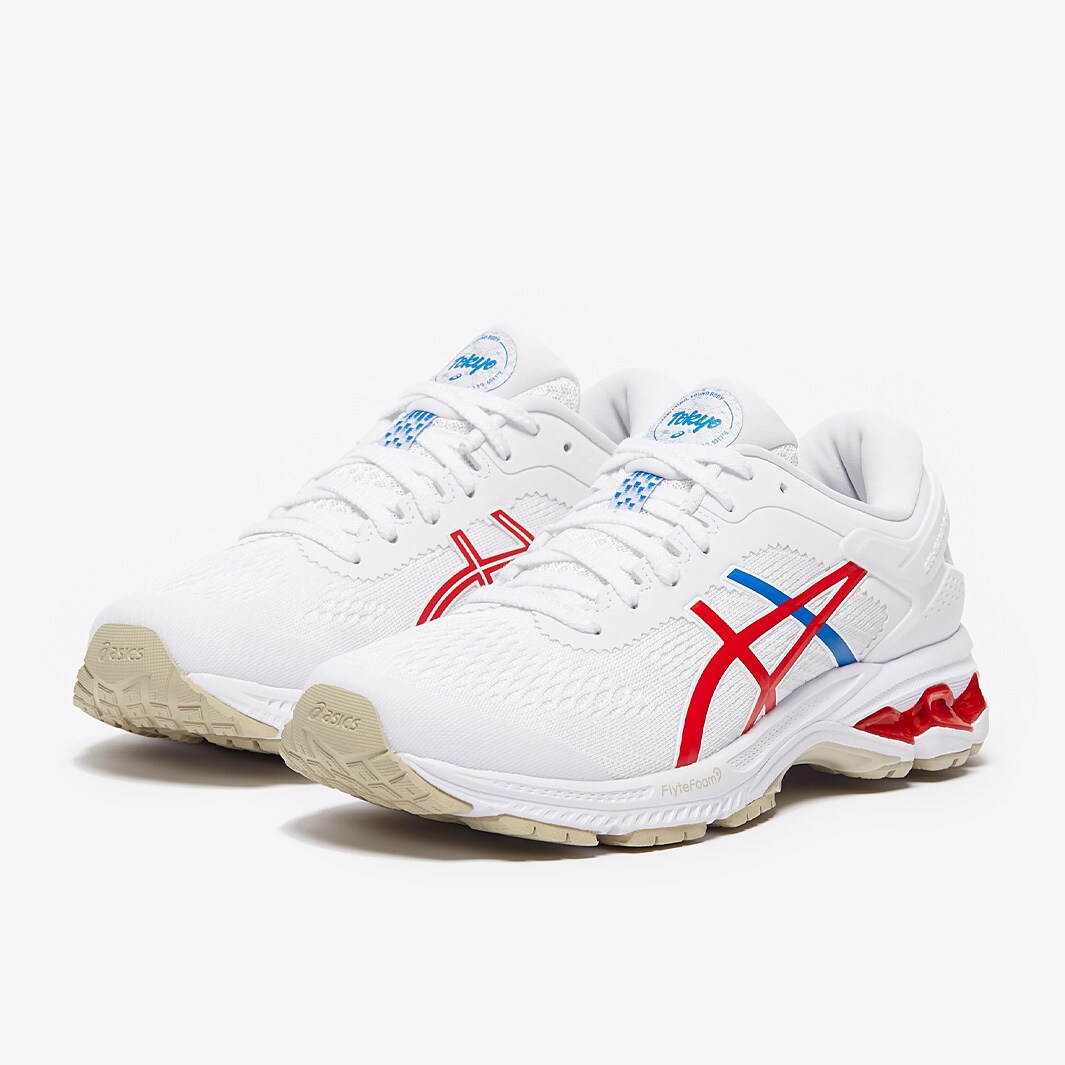 ASICS Womens Gel-Kayano 26 Tokyo - White/Classic Red - Mens Shoes |  Pro:Direct Soccer