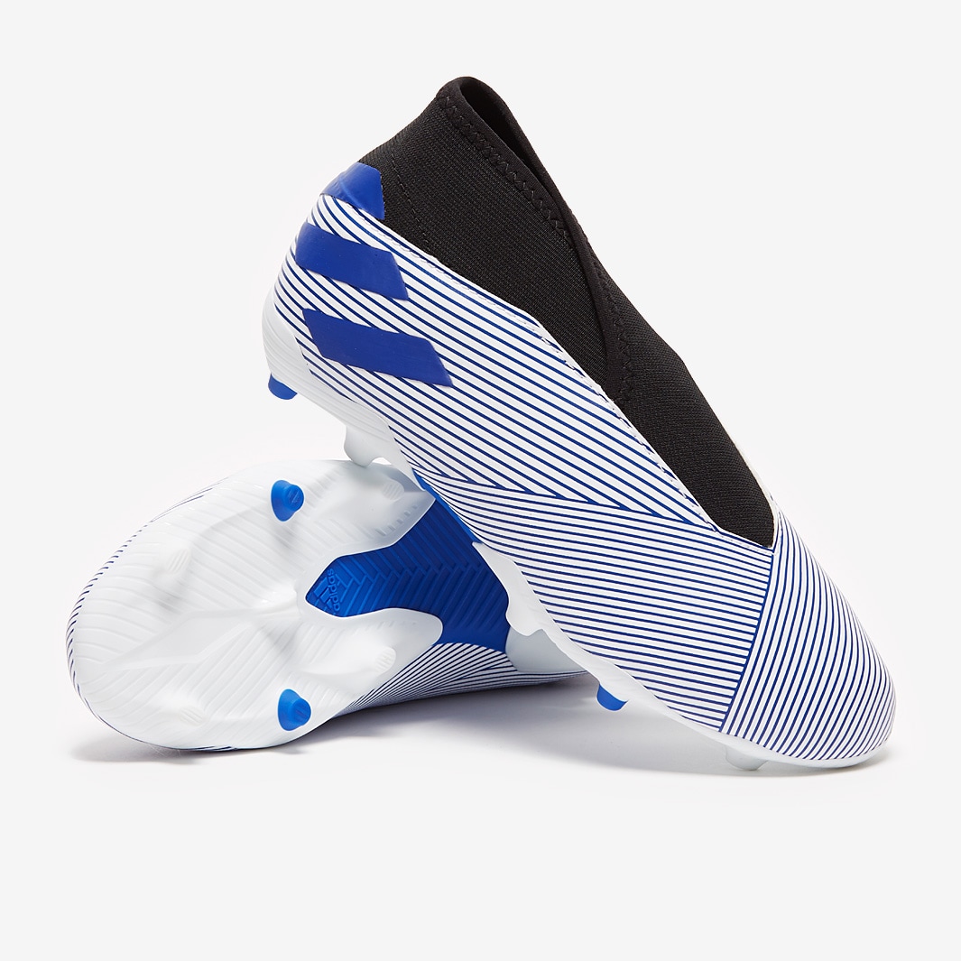 Esperanzado Triatleta máquina adidas Kids Nemeziz 19.3 Laceless FG - White/Royal Blue/Core Black - Firm  Ground - Junior Soccer Cleats 
