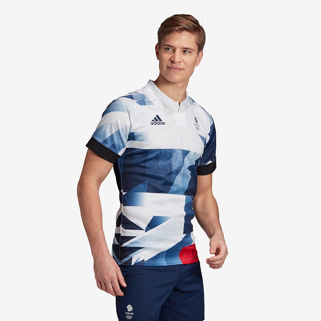 adidas Team GB Rugby Jersey White/Blue/Red Mens Clothing