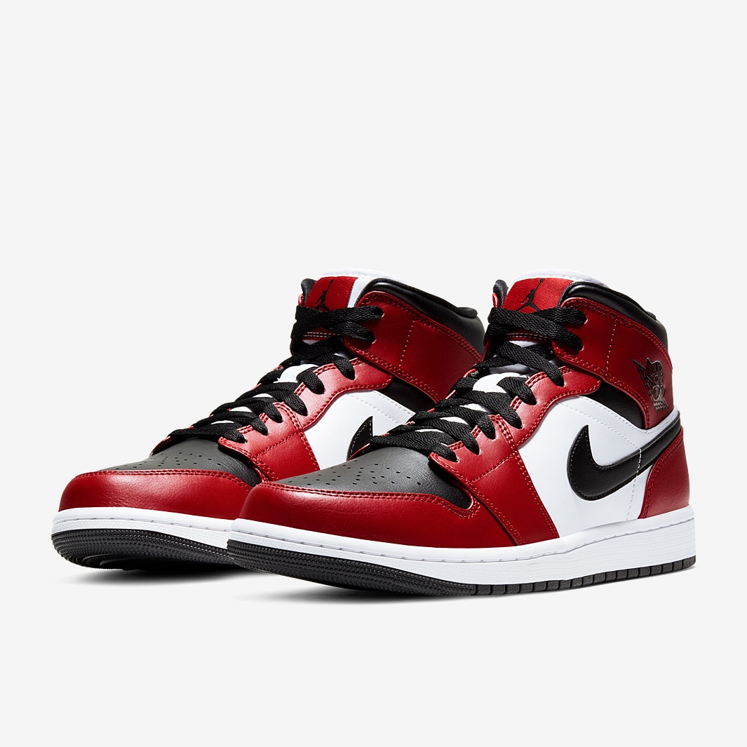 Men's air jordan 1 mid top cut basketball shoes - black