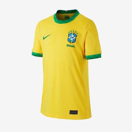 Nike Brazil 2020 Kids Home Stadium SS Shirt - Midwest Gold/Lucky Green image 1 |