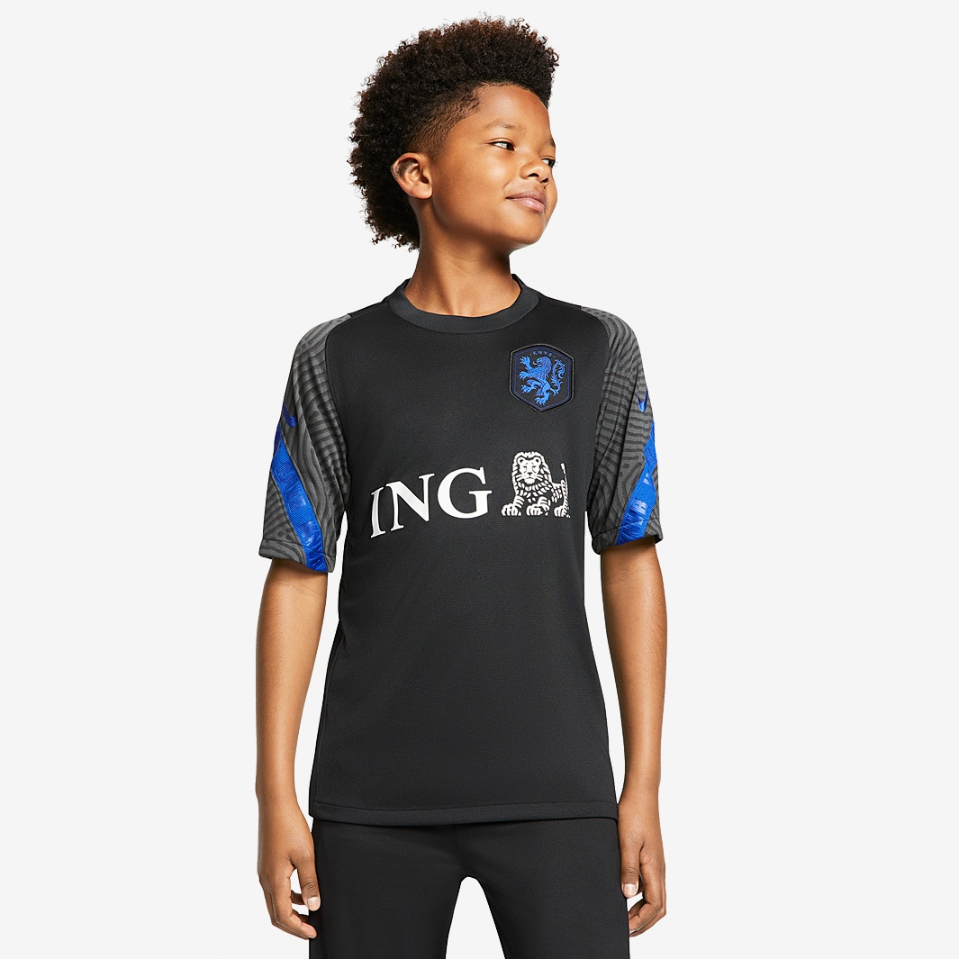 Nike Netherlands 2020 Kids Strike Top SS - Black/Bright Blue - Boys ...