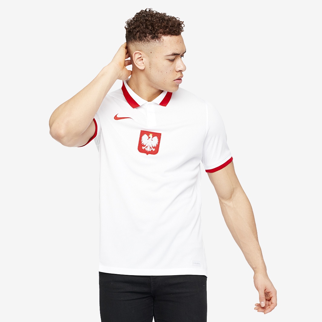 Nike Poland 2020 Home Stadium SS Shirt - White/Sport Red - Mens Replica ...