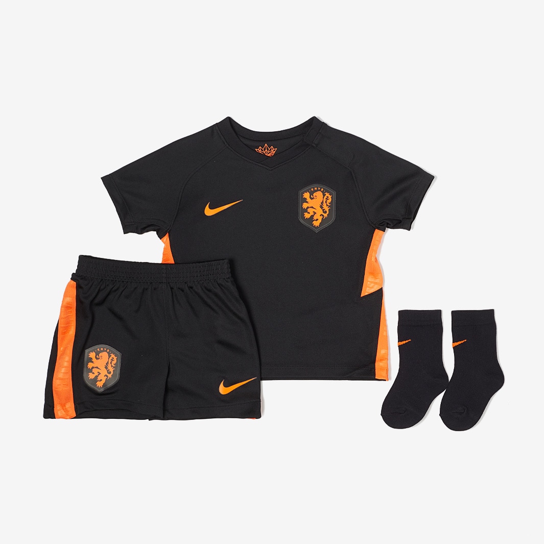 Nike Netherlands 2020 Infants Away Kit - Black/Safety Orange - Boys ...