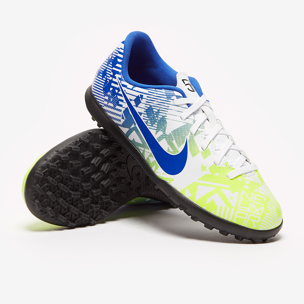 Nike Mercurial Vapor XIII Club Neymar TF para niños - Blanco/Azul  Racer/Volt/Negro-Botas de Fútbol -Terrenos sintéticos | Pro:Direct Soccer