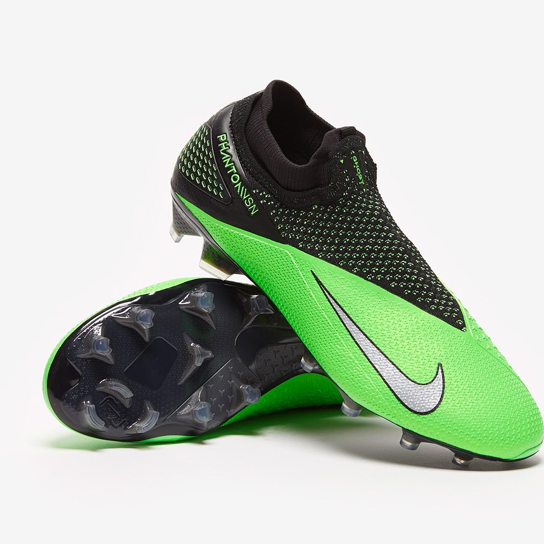 Nike Phantom Elite DF FG - Black/Metallic Platinum/Green Strike - Firm Ground - Mens Soccer Cleats