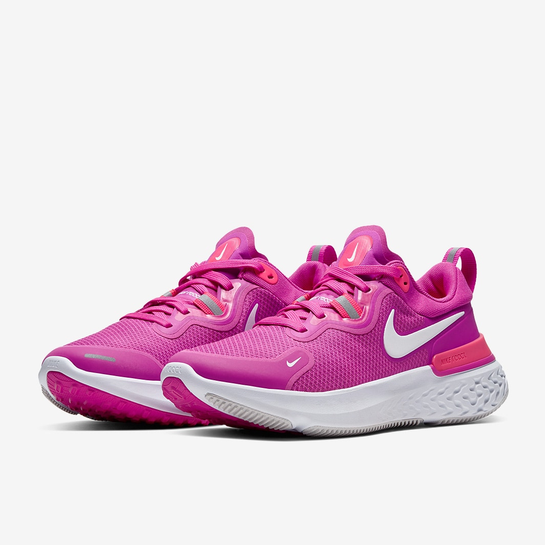 Nike Womens React Miler Fire Pink/White-Team Orange-Vast Grey