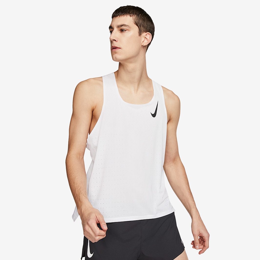 Nike Aeroswift Singlet - White/Black - Mens Clothing