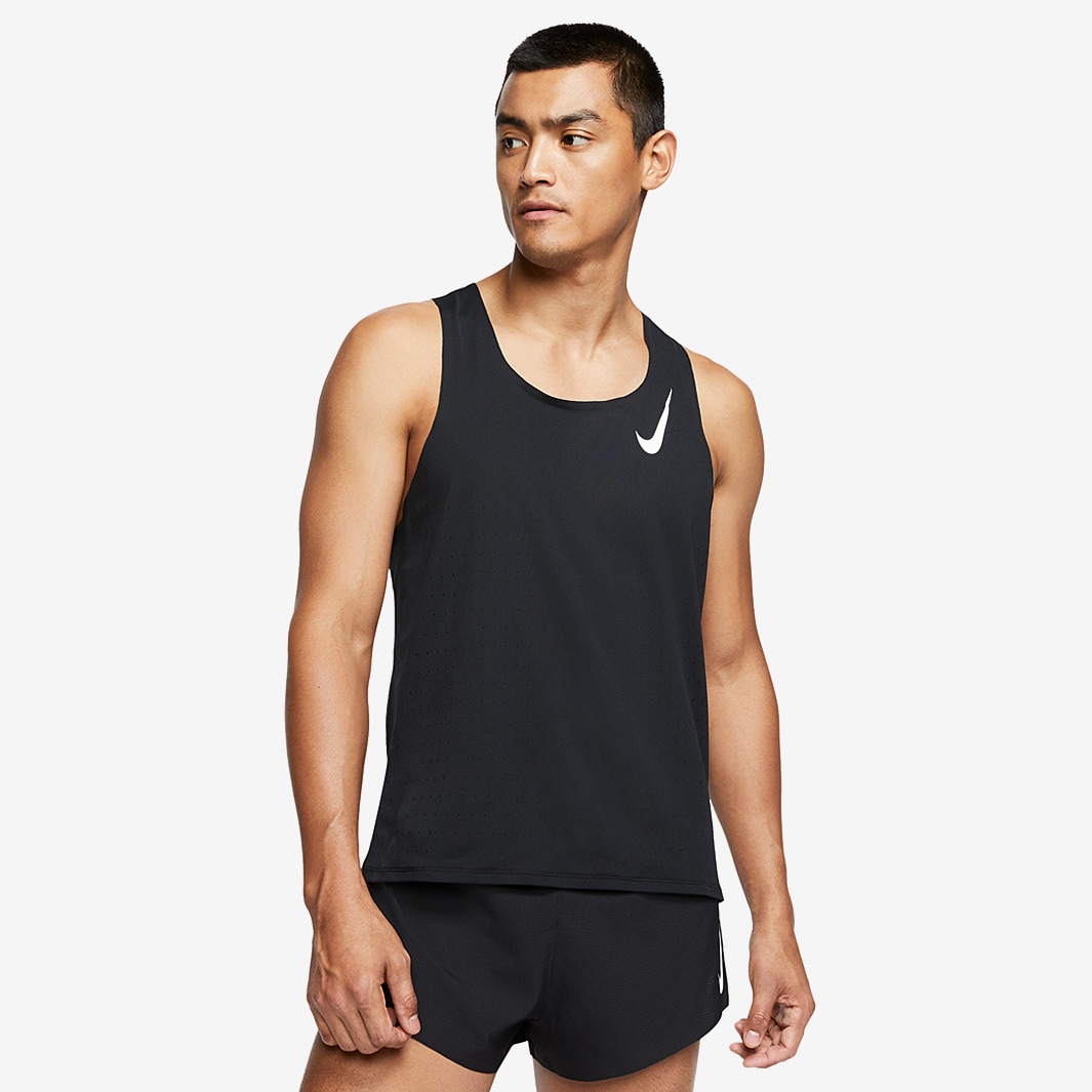 Nike Aeroswift Singlet - Black/White - Mens Clothing | Pro:Direct Running