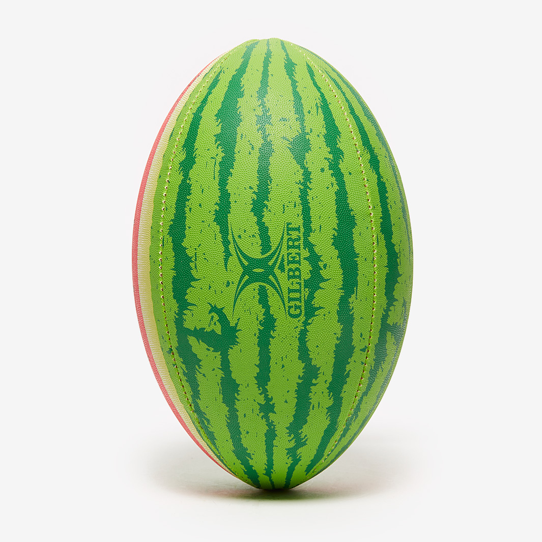 Gilbert Watermelon Design Rugby Ball – Size 5 Grippy Rubber For Fun & Recreation