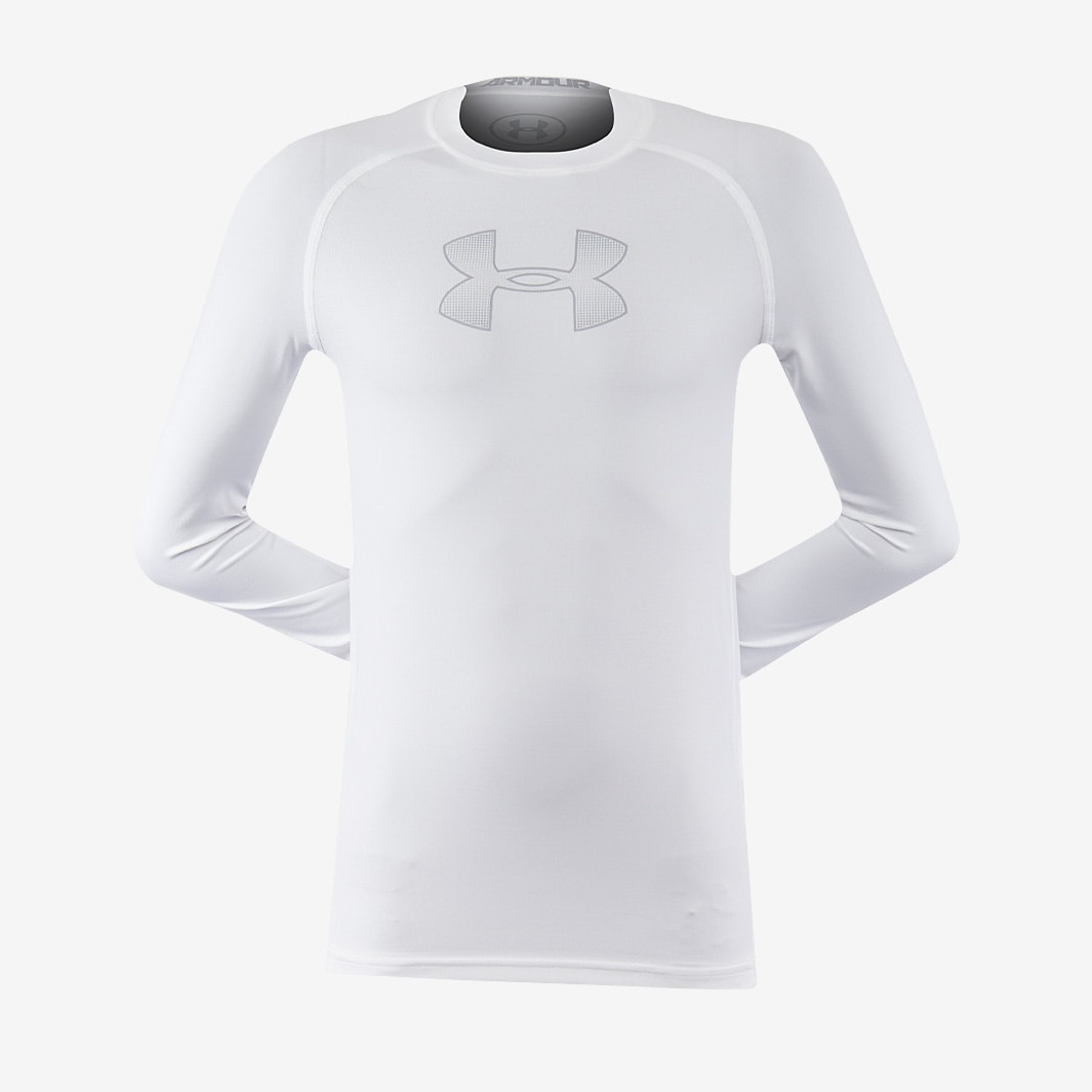 Under Armour LS - White - Junior Base Layer - Tops