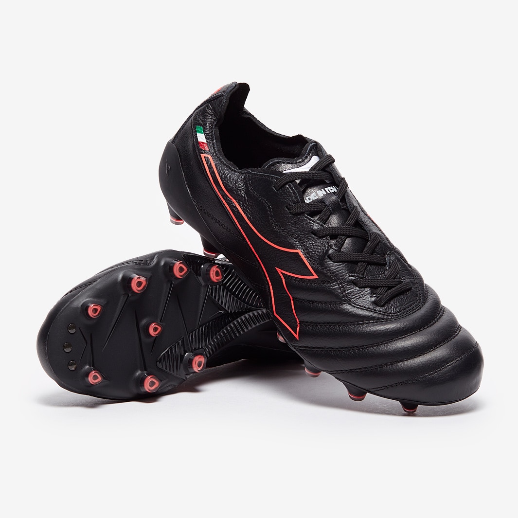 Diadora B-Elite Italia Tech FG - Negro/Rojo Fluor -Terreno Firme-Botas ...