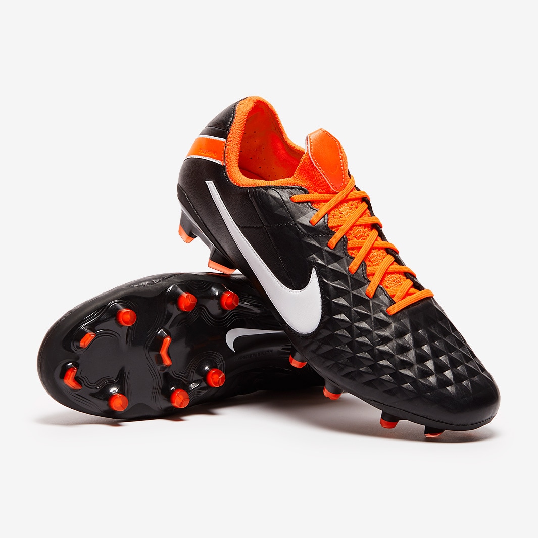 Nike Tiempo Legend VIII Elite FG Black/White-Total Orange Soccer Cleats - Firm Ground