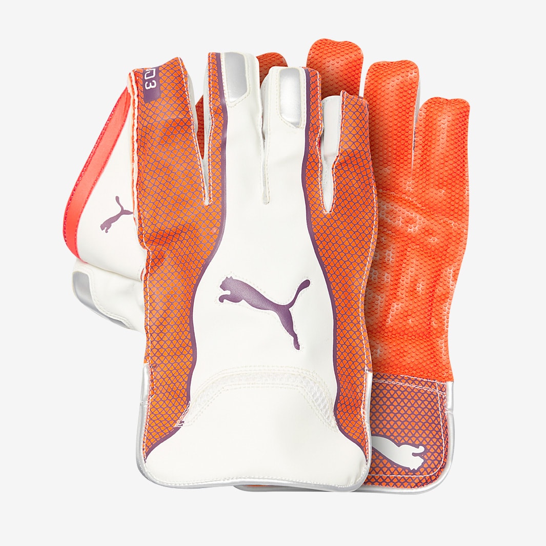 Puma Evo 3 Junior Wicket Keeping Gloves Orange/Purple Junior Wicket