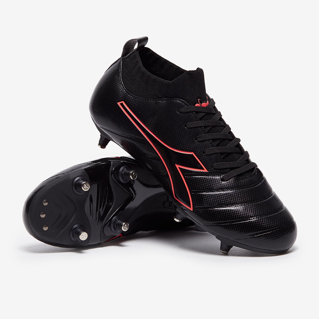 Diadora B-Elite Academy SG Nero/Rosso Fluo Terreni Soffici