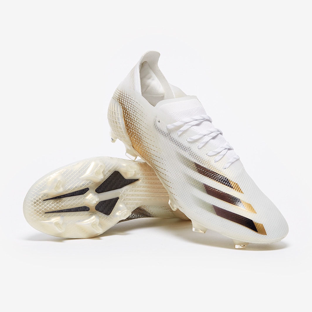 adidas X Ghosted .1 FG - Blanco/Negro/Dorado metalizado de fútbol para hombre-Terrenos firmes | Pro:Direct Soccer