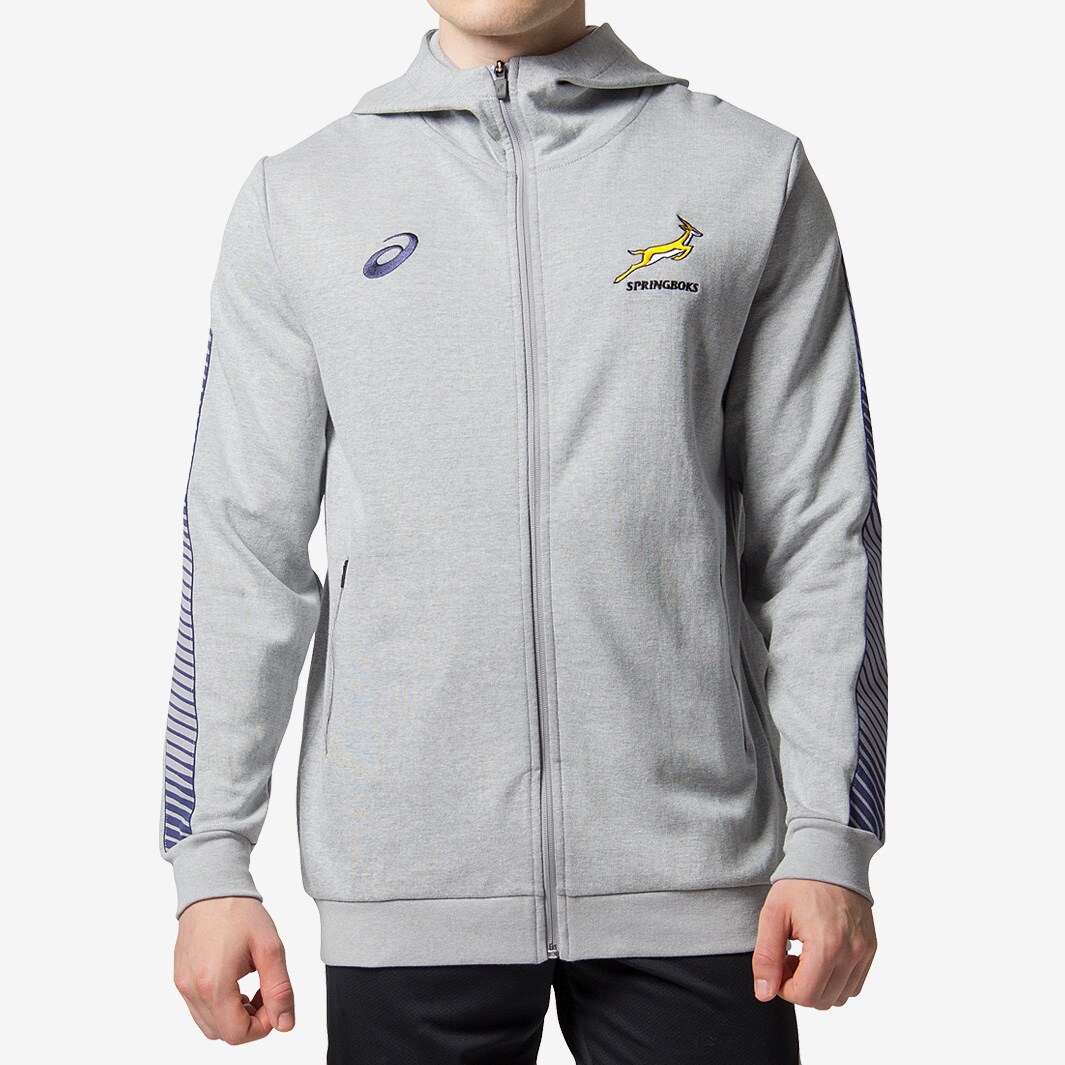 ASICS SPRINGBOKS フード付きジャケット Lサイズ Asics South Africa 20/21 Travel Hoodie - Grey Heather - Mens