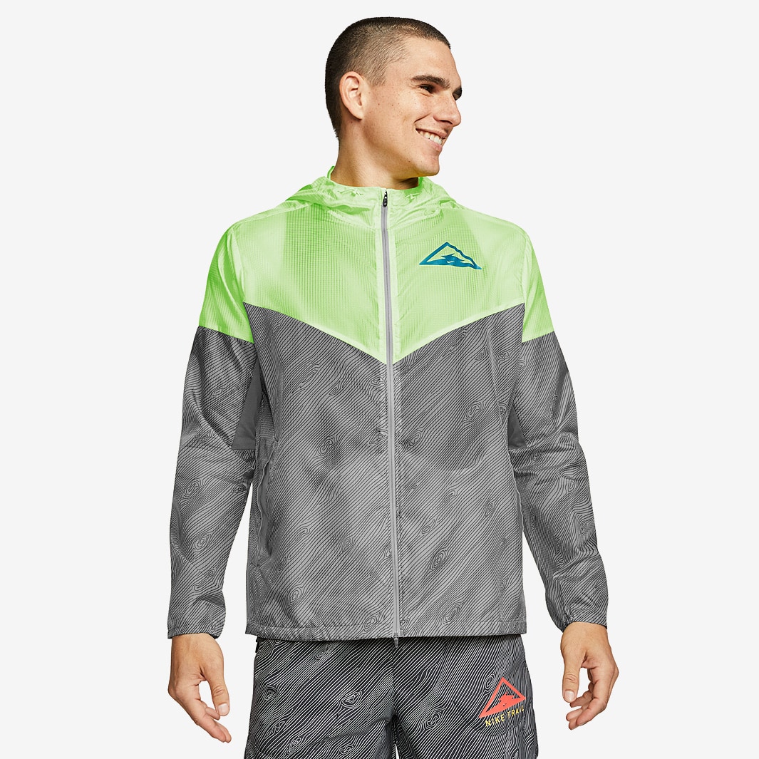 Nike Windrunner Trail Jacket Particle Grey Barely Volt Laser Blue Mens Clothing Pro Direct Running