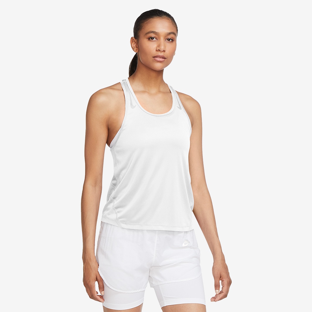Nike Womens Miler Tank Racer - White/Reflective Silv - Womens Clothing