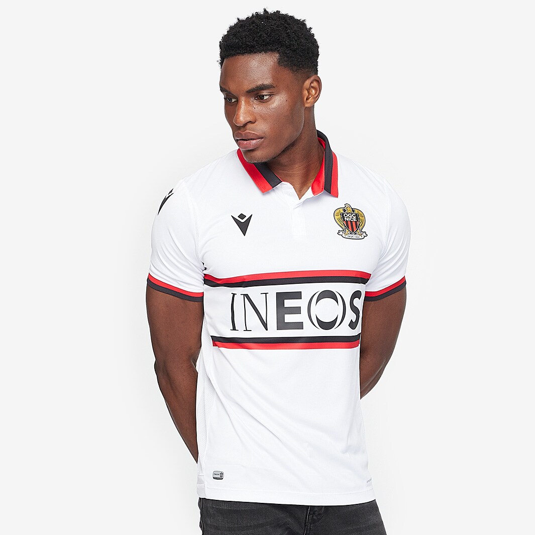 Camiseta OGC Niza 2020/21 Segunda equipación Blanco/Rojo/Negro - Equipaciones de fútbol para hombre | Pro:Direct Soccer